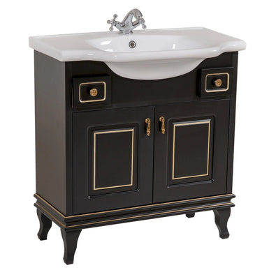 Mobilier de baie pe pardoseală Beatrice negru+auriu Aqua Rodos