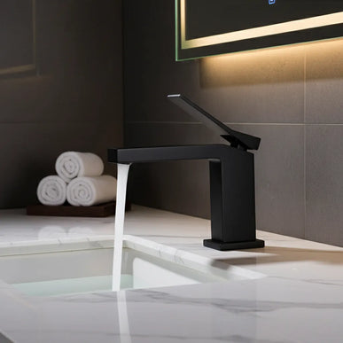 Baterie lavoar geometrica inox premium, finisaj negru mat