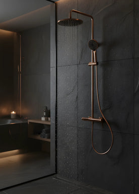 Set duș din alamă cu cioc de cadă integrat – Design premium rose gold