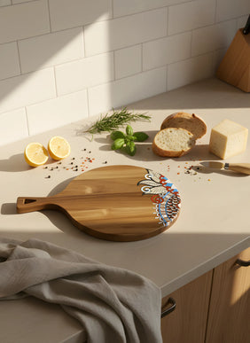 Tocător din lemn, rotund, 37×27 cm, Colecția Mandala – Olivy