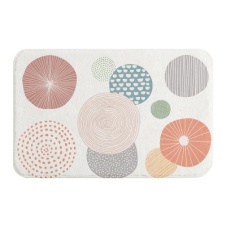 Covoras baie, SANITARY, Microfibra, 45x75 cm, alb cu cercuri colorate, Dreptunghiular