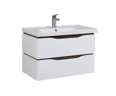 Mobilier de baie suspendat Venice, Alb+Wenge (City) Aqua Rodos