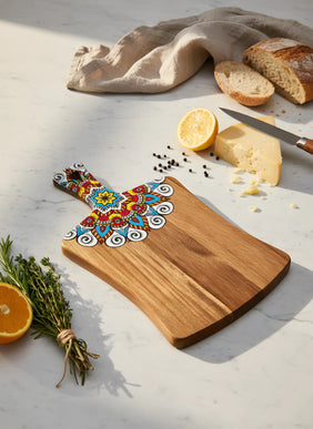 Tocător din lemn natural, Colecția Mandala, 36×22 cm – Olivy