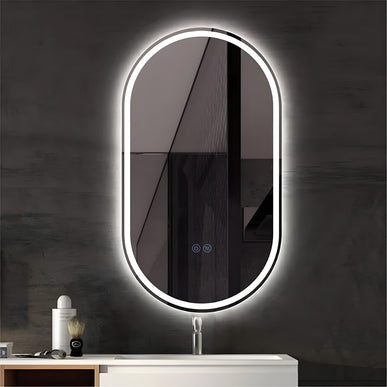 Oglindă baie LED 50x80 cm ovală, 3 nuanțe de lumină, anti-aburire și touch control J-120-1