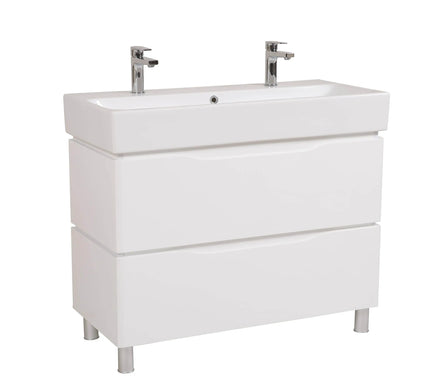 Mobilier de baie pe pardoseală Venice, Alb pentru 2 baterii Aqua Rodos