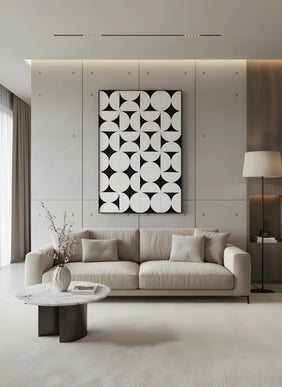 Tablou geometric alb-negru – 120×80 cm | Olivy