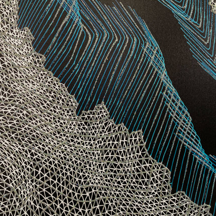 Tablou abstract cu accente albastre și glitter – 80×60 cm | Olivy