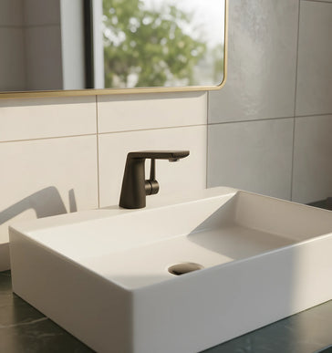 Baterie lavoar modernă – alamă solidă, finisaj negru mat