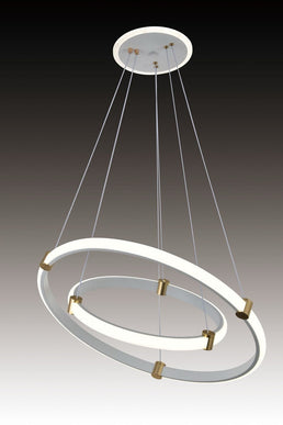 Lustra Led, Suspendata, Trei Cercuri, Alb, 2 Nivele De Iluminat, Cu Telecomanda, Intensitate Reglabila 3000K/4000K/6500K, 90w 3736/4+6 WT LMX