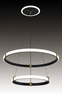 Lustra Led, Suspendata, Trei Cercuri, Alb, 2 Nivele De Iluminat, Cu Telecomanda, Intensitate Reglabila 3000K/4000K/6500K, 90w 3736/4+6 BK LMX