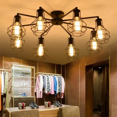 Lustra Creative Rustic, stil vintage, cu 8 becuri, E27, negru 8779/8 LMX