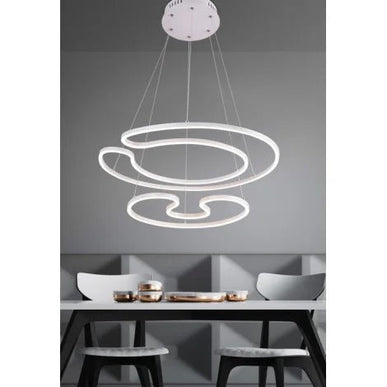 Lustra Led Suspendata Nordic Modern G3679, 222W 15540Lm, Alba, Trei Tipuri de Lumina si Telecomand LMX