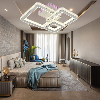 Lustra LED Square Style, cu telecomanda, 88W, 3500lm, gri, cu trei tipuri de lumina,L7604/3C LMX
