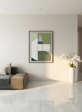 Tablou geometric cu relief verde – 80×60 cm | Olivy