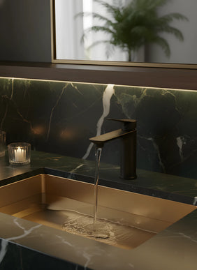 Baterie lavoar modernă Negru – design elegant din alamă solidă