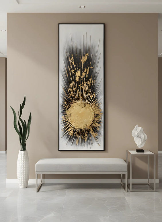 Tablou decorativ cu soare abstract – 50 × 150 cm | Olivy