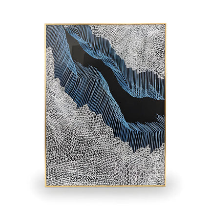 Tablou abstract cu accente albastre și glitter – 80×60 cm | Olivy