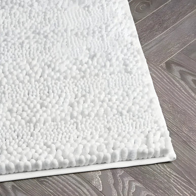 Covoraș baie din Chenille moale, strat antiderapant, 45×70 cm, Alb