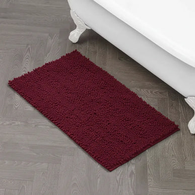 Covoraș baie din Chenille moale, strat antiderapant, 45×70 cm, Vișiniu