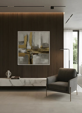 Tablou abstract cu accente aurii – 100×100 cm | Olivy