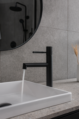 Baterie lavoar rotativă H-slim– inox premium, finisaj negru mat