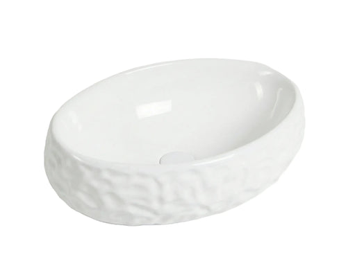 Lavoar ceramic oval A252BT – alb lucios, exterior reliefat