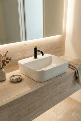 Lavoar ceramic pătrat A423B – alb lucios