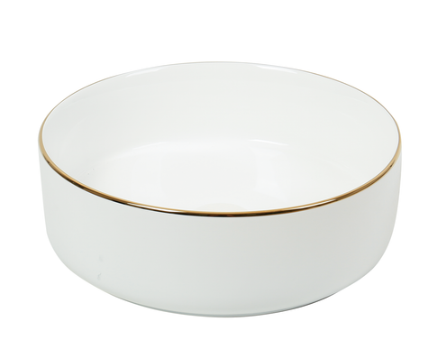 Lavoar ceramic rotund A524B-CWLG – design elegant alb lucios cu linie aurie