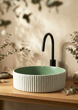 Lavoar ceramic rotund A545-CWJG-MRS – design modern verde mat și alb mat