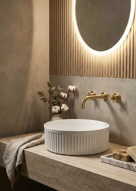 Lavoar ceramic rotund A725 – alb lucios, exterior texturat