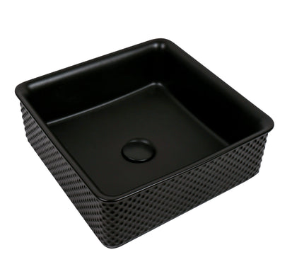 Lavoar ceramic pătrat A734-CBK-M – negru mat, design texturat
