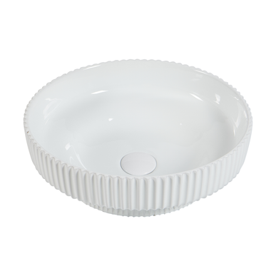 Lavoar ceramic rotund A746 – alb lucios, exterior texturat