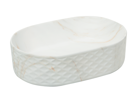Lavoar ceramic oval A788-P816M – design marmorat alb mat