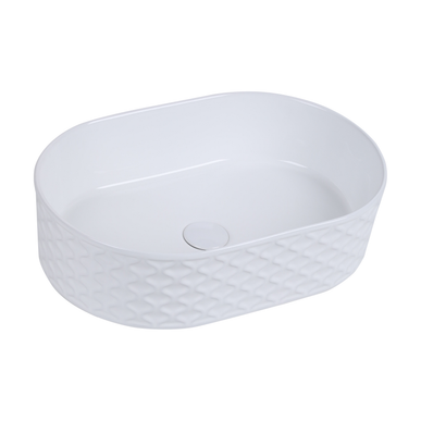 Lavoar ceramic oval A788 – alb lucios, exterior texturat