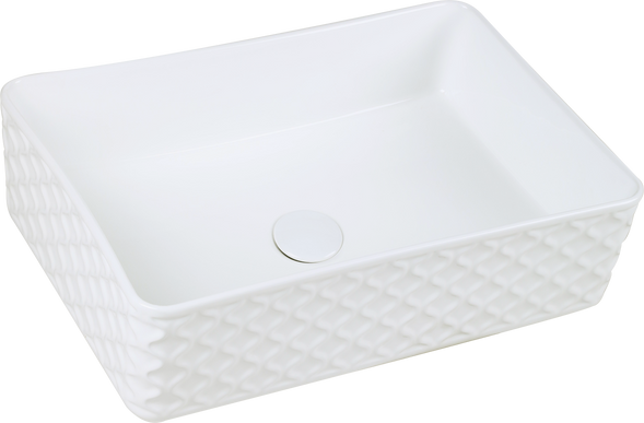 Lavoar ceramic dreptunghiular A789 – alb lucios cu exterior texturat
