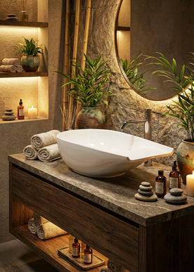 Lavoar ceramic cu formă atipică A797C – alb lucios