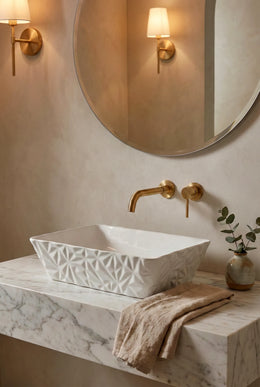 Lavoar ceramic dreptunghiular A821 – alb lucios texturat