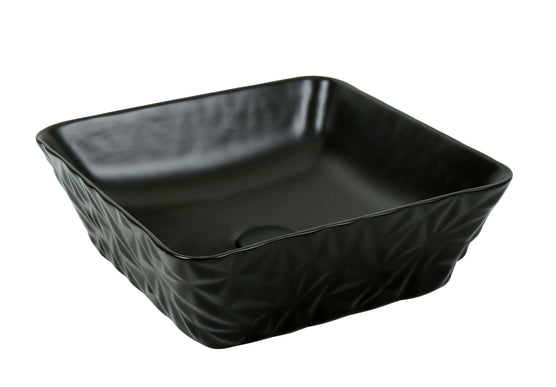 Lavoar ceramic pătrat A822-CBK-M – negru mat, design texturat