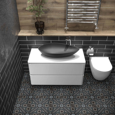 Mobilier de baie suspendat Accent alb, cu blat Aqua Rodos