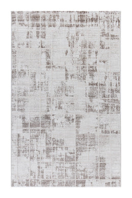 Covor Lusso Cream Brown – Design Geometric Pătrățos www.olivy.ro