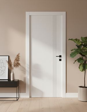 Ușă de interior albă JY-003 cu toc reglabil – stil modern minimalist, complet echipată, livrare rapidă