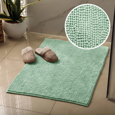 Covoraș baie din chenilia fină, strat antiderapant, 45×70 cm, Verde menta