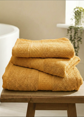 Set 3 prosoape baie, bumbac 100%, PORTOCALIU, 75×150 cm + 40×80 cm + 50×80 cm