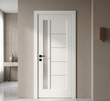 Ușă de interior albă cu sticlă satinată JY-AS-016