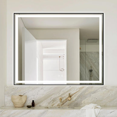 Oglindă baie LED 100x80 cm dreptunghiulară, anti-aburire și touch control J-142