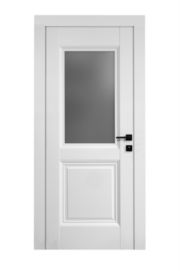 Ușă de interior albă JYA-067 cu sticlă satinată și toc reglabil – design modern, complet echipată, livrare rapidă www.CasaDeco.ro