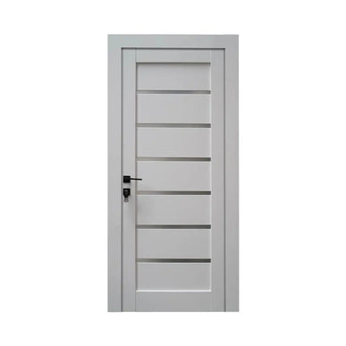 Ușă interior Mira alba cu sticla mata-model modern cu toc reglabil, complet echipată www.CasaDeco.ro