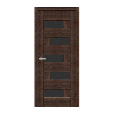 Ușă interior Rino 16 European Chestnut- cu sticlă decorativă, complet echipată Omis