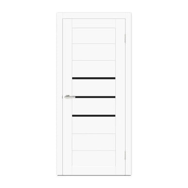 Ușă interior Deco 06 White Silk Mat – cu sticlă neagră complet echipată, cu toc reglabil Omis