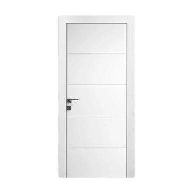 Ușă de interior Quadro alb mat cu toc reglabil – design geometric modern, complet echipată Rezult